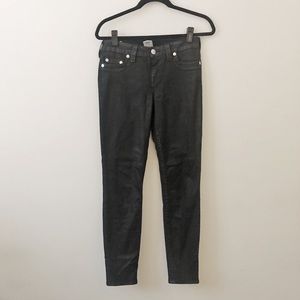 True religion waxy black skinny jeans